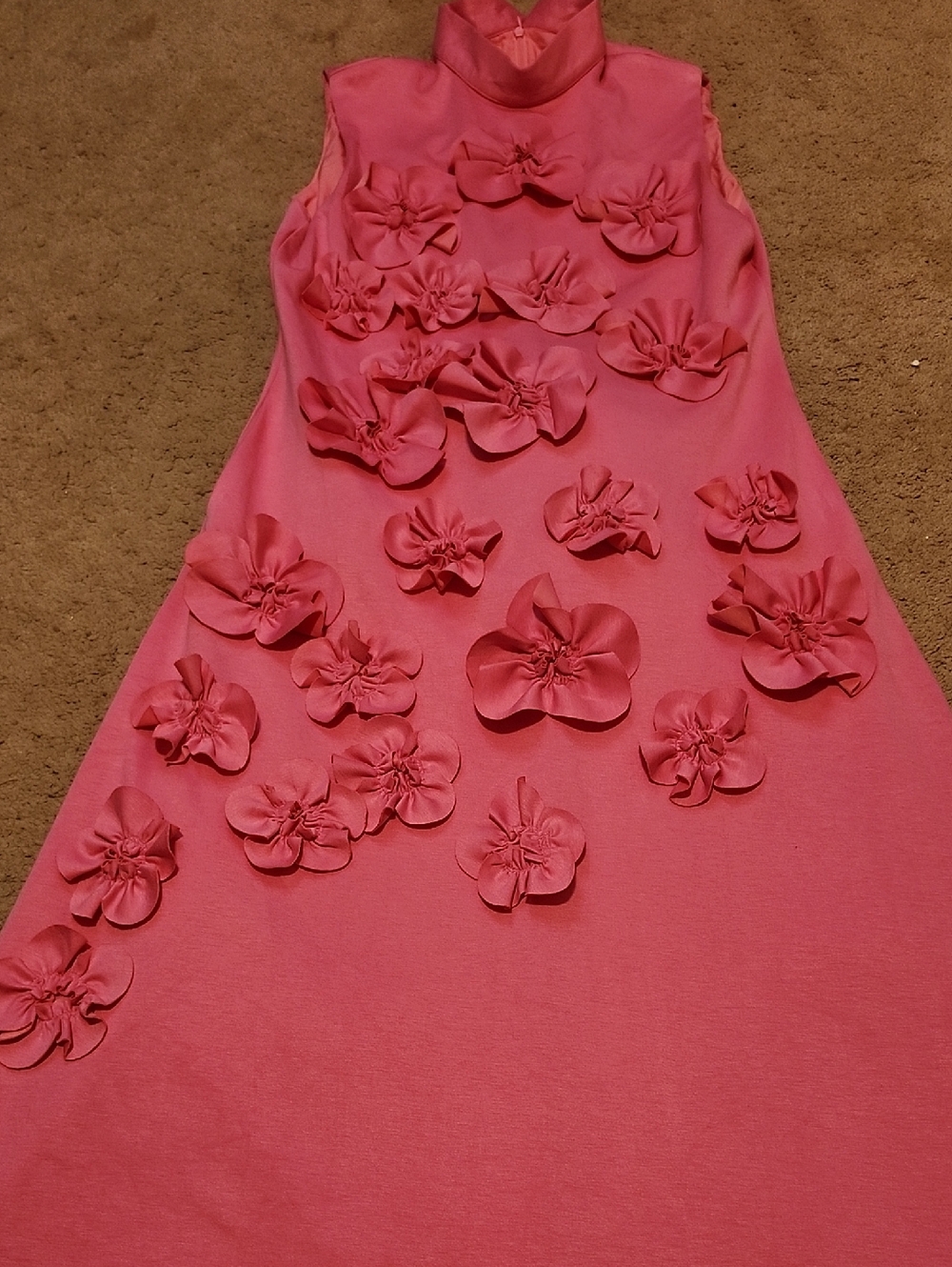Women’s Pink Floral Applique Sleeveless Dress